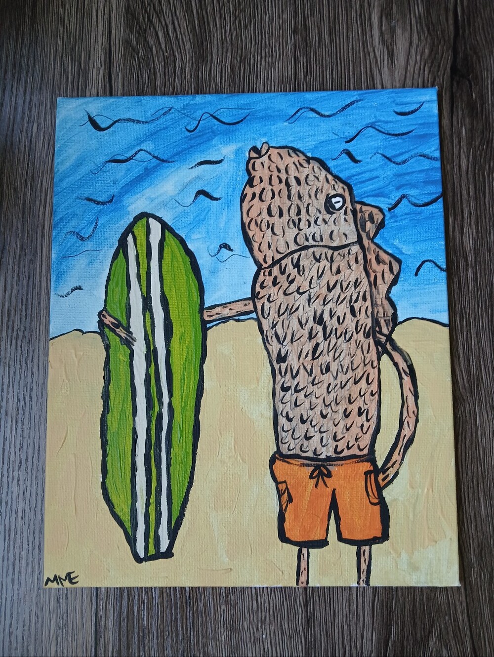 Fish And Surfboard Painting